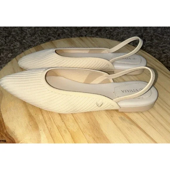 VIVAIA Aria 5 Light Beige Sling Back Pointed Toe Ballet Flats 39/US 8.5 - Picture 4 of 11
